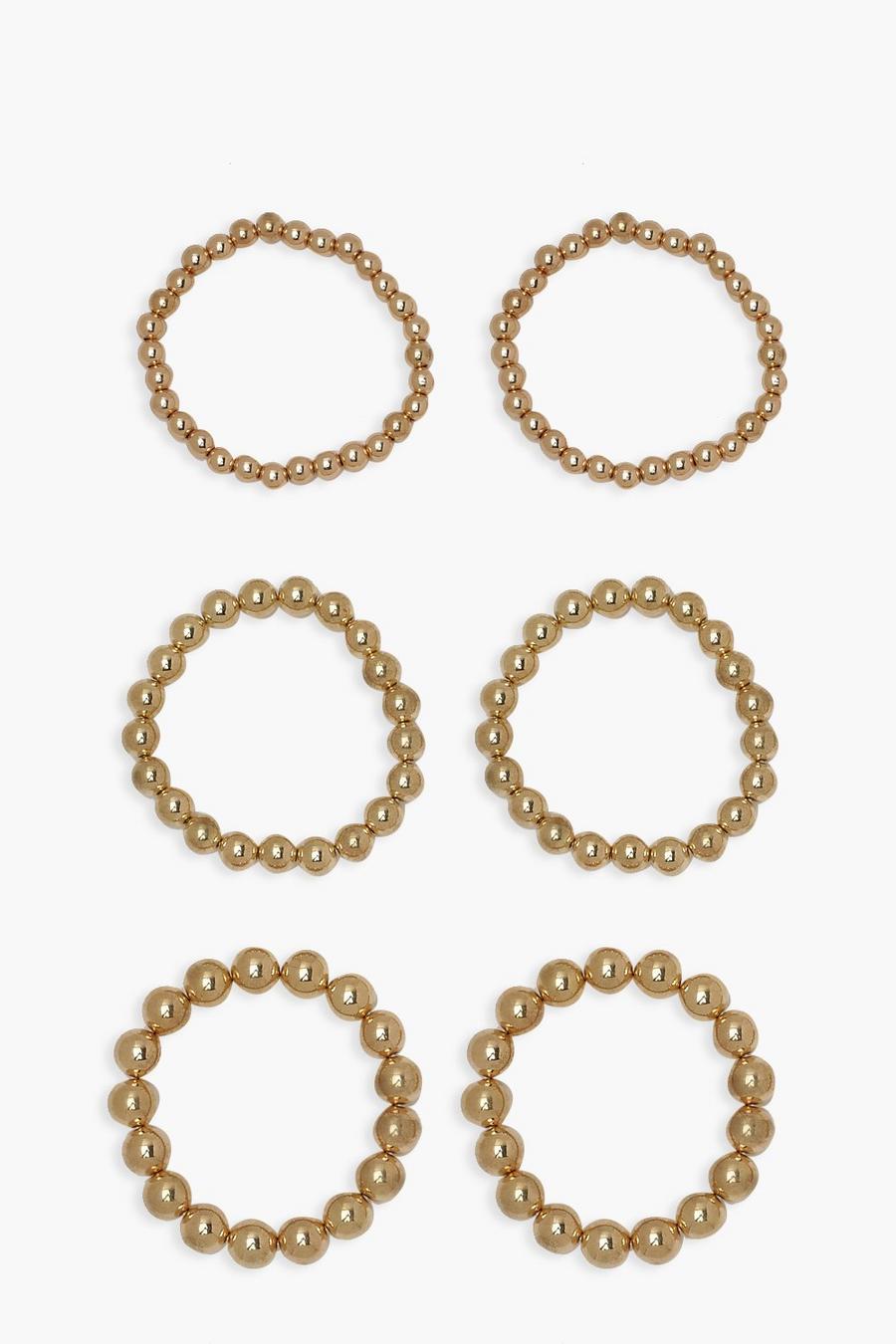 Confezione con 6 bracciali con perline, Oro image number 1