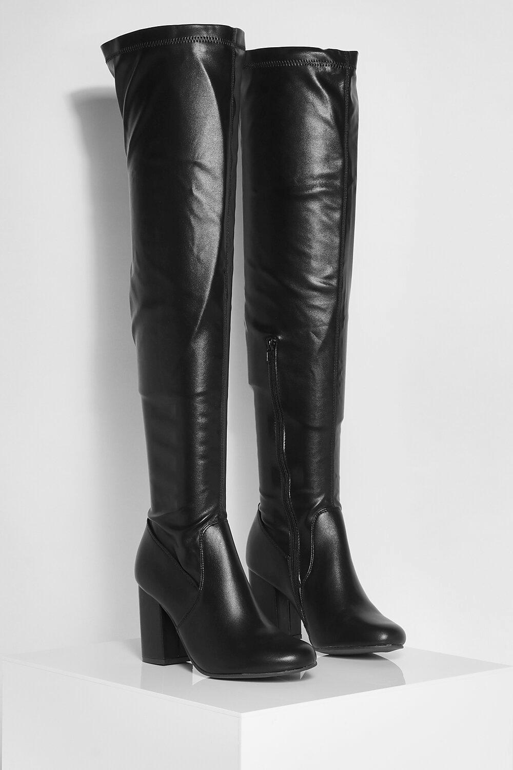 Block heel store wide calf boots