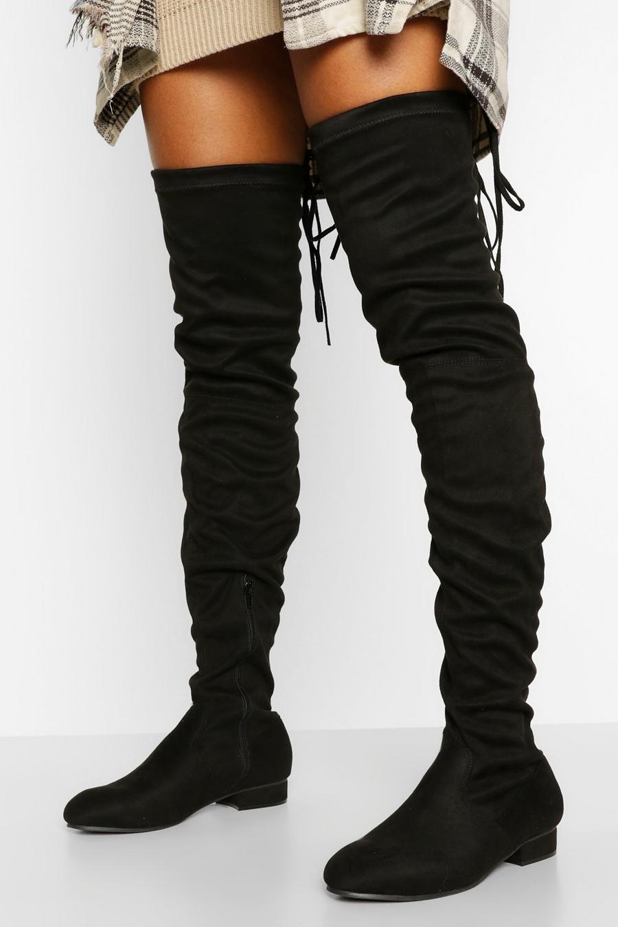 Overknee-Stiefel mit breiteren Waden, Schwarz black