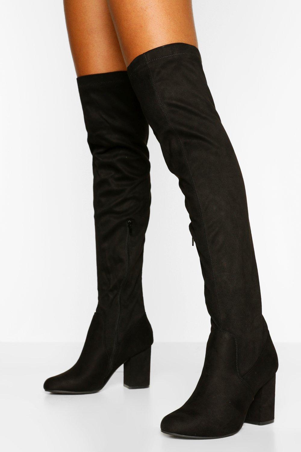 over the knee block heel boots uk