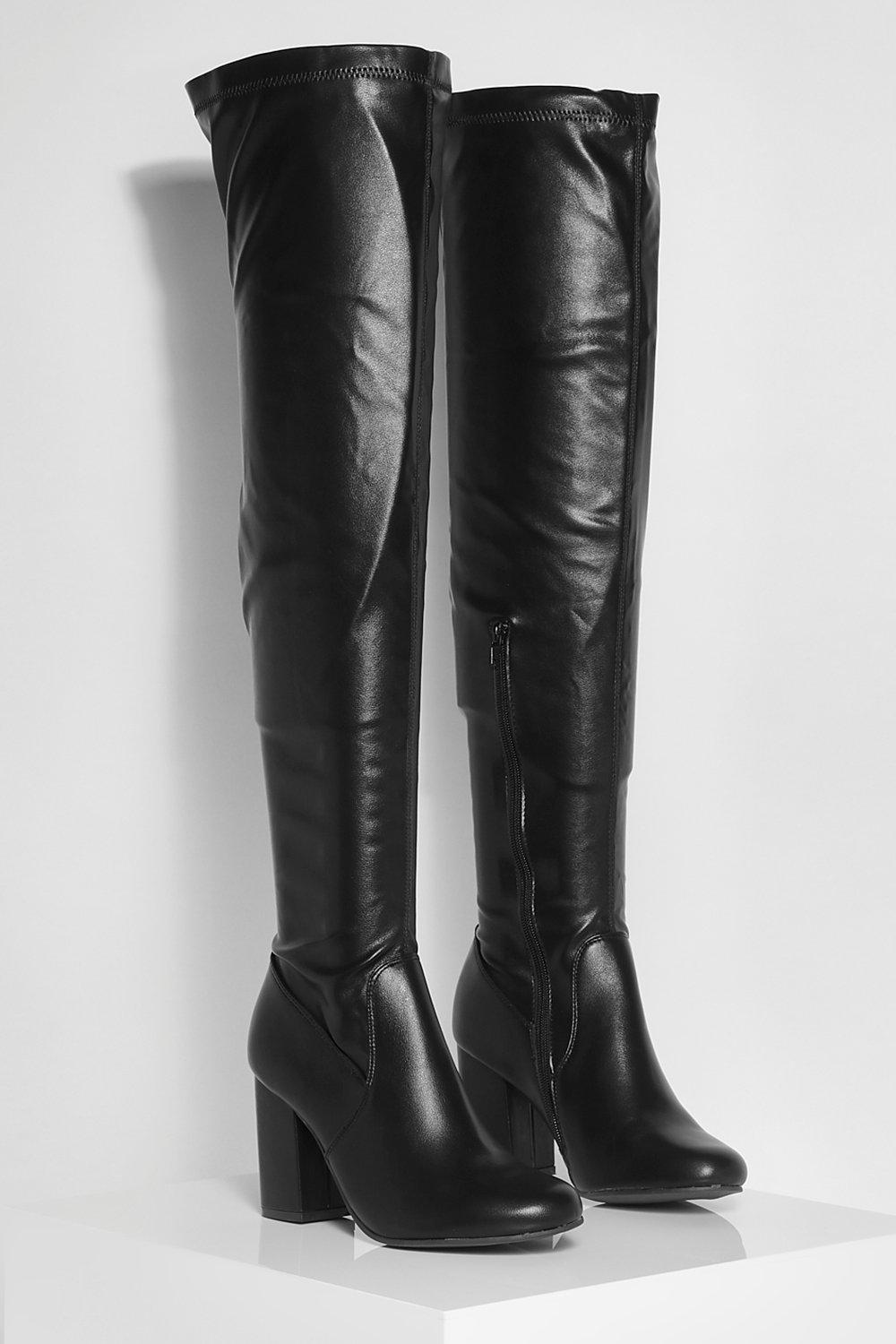 Tall Fit Block Heel Over The Knee Boot Boohoo UK