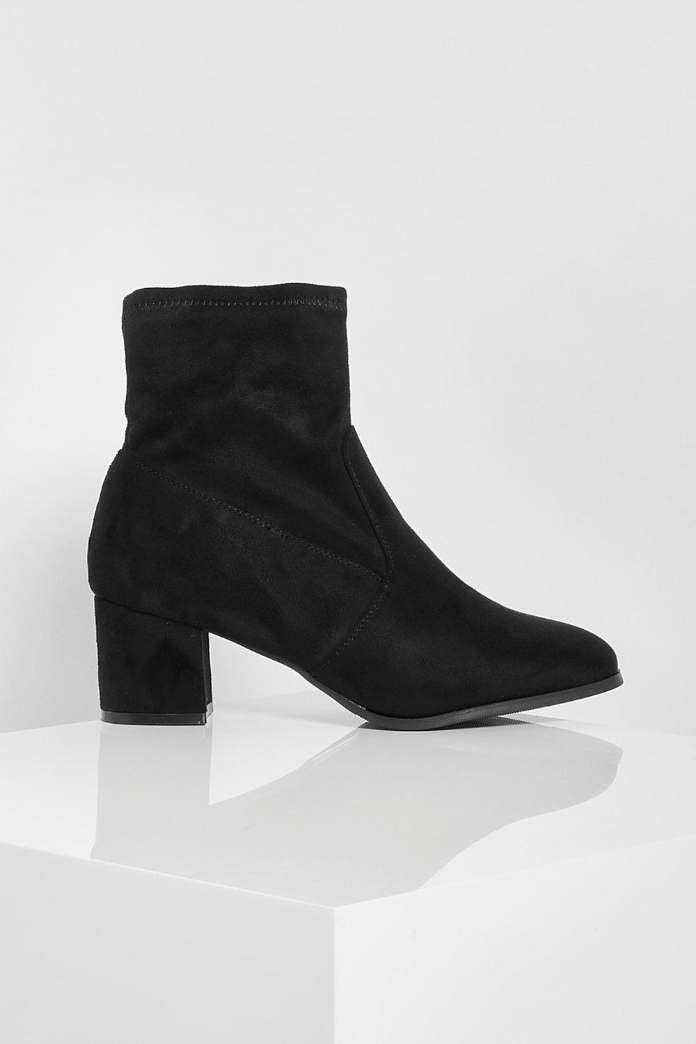 Black low heel sock boots hotsell