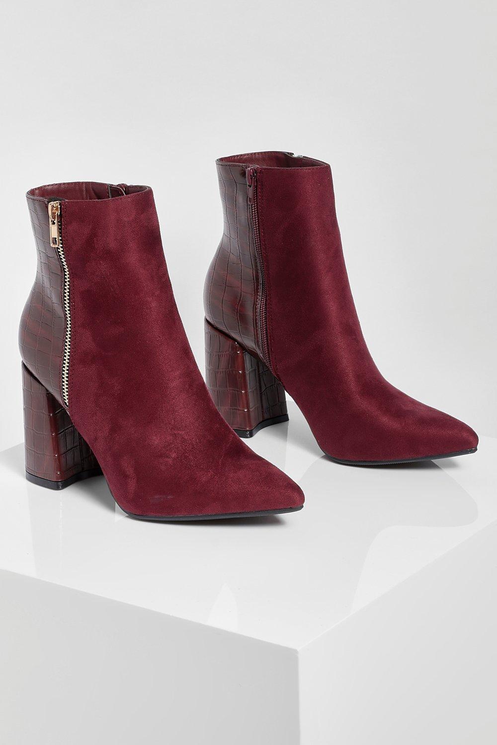 Burgundy chunky hotsell heel booties