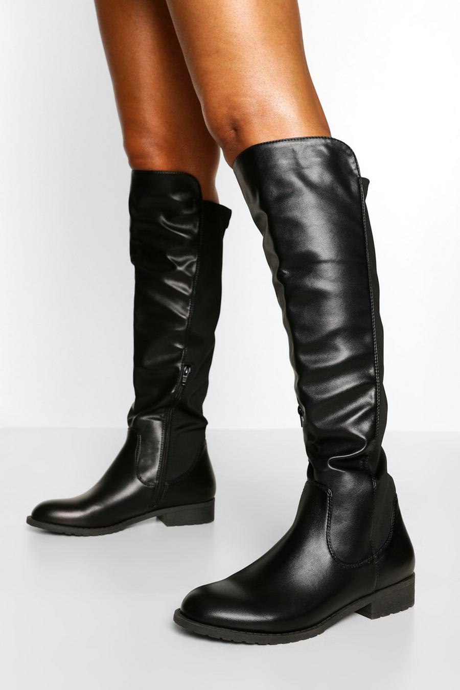 Knee High Stretch Riding Boots | Boohoo UK