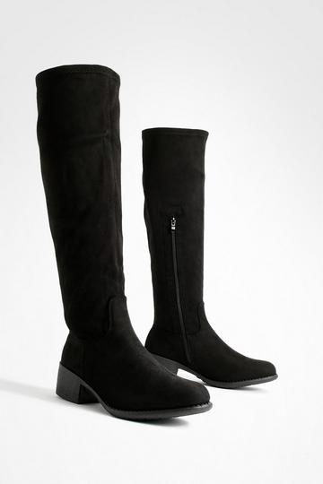 Flat Knee High Boots black