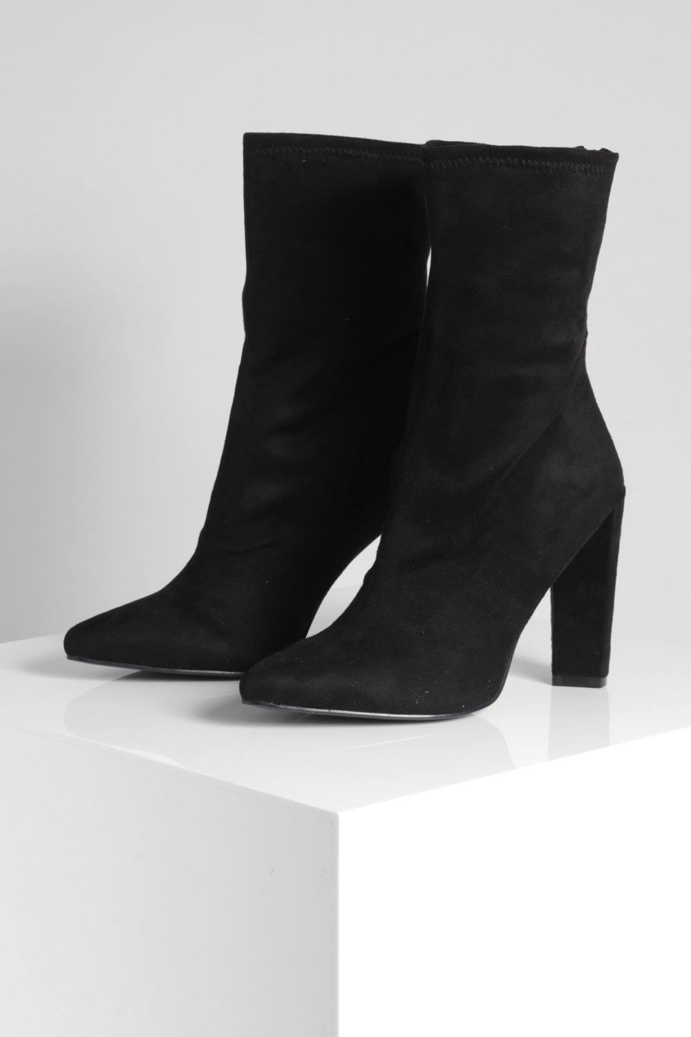 Women's Knee High Block Heel Sock Boot