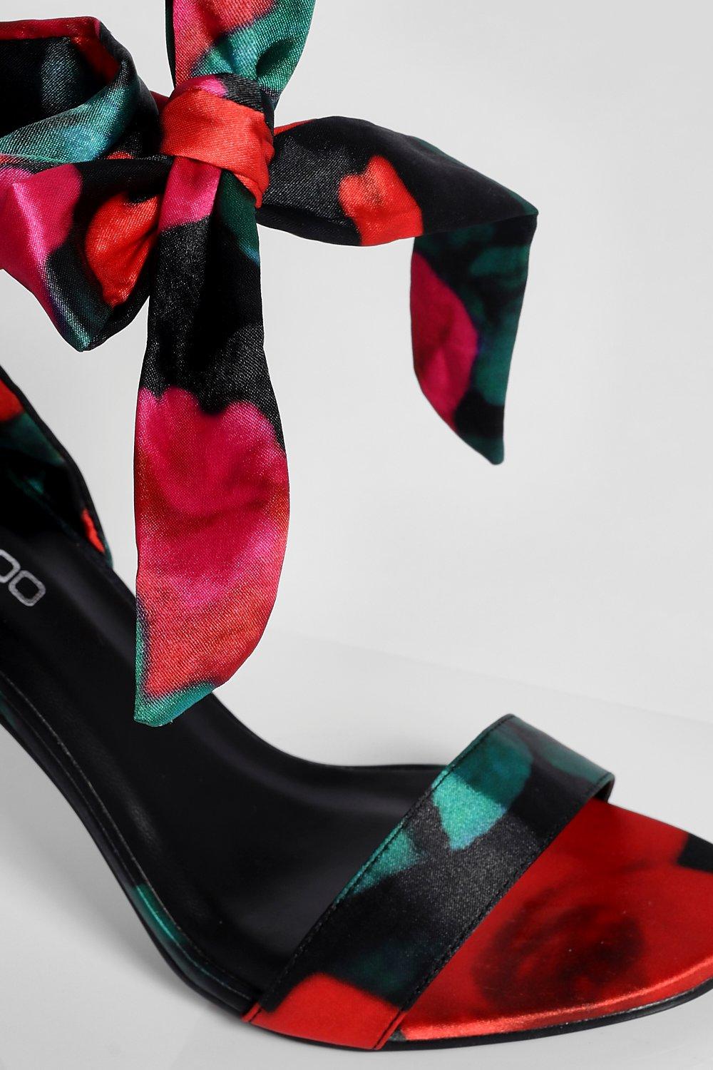 Floral Print Wrap Up Stiletto Heel Two Parts