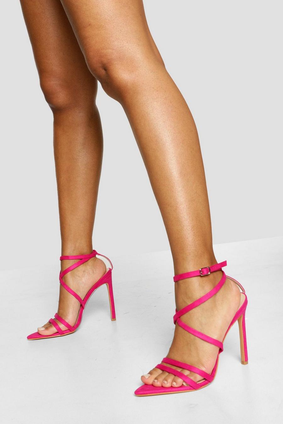 Pink Pointed Toe Strappy Stiletto Heels image number 1