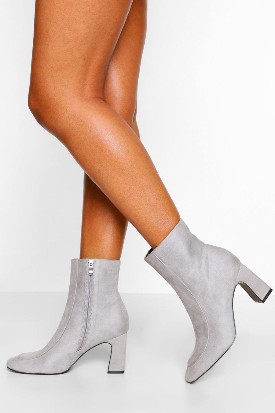 Stone beige Low Curved Heel Shoe Boots