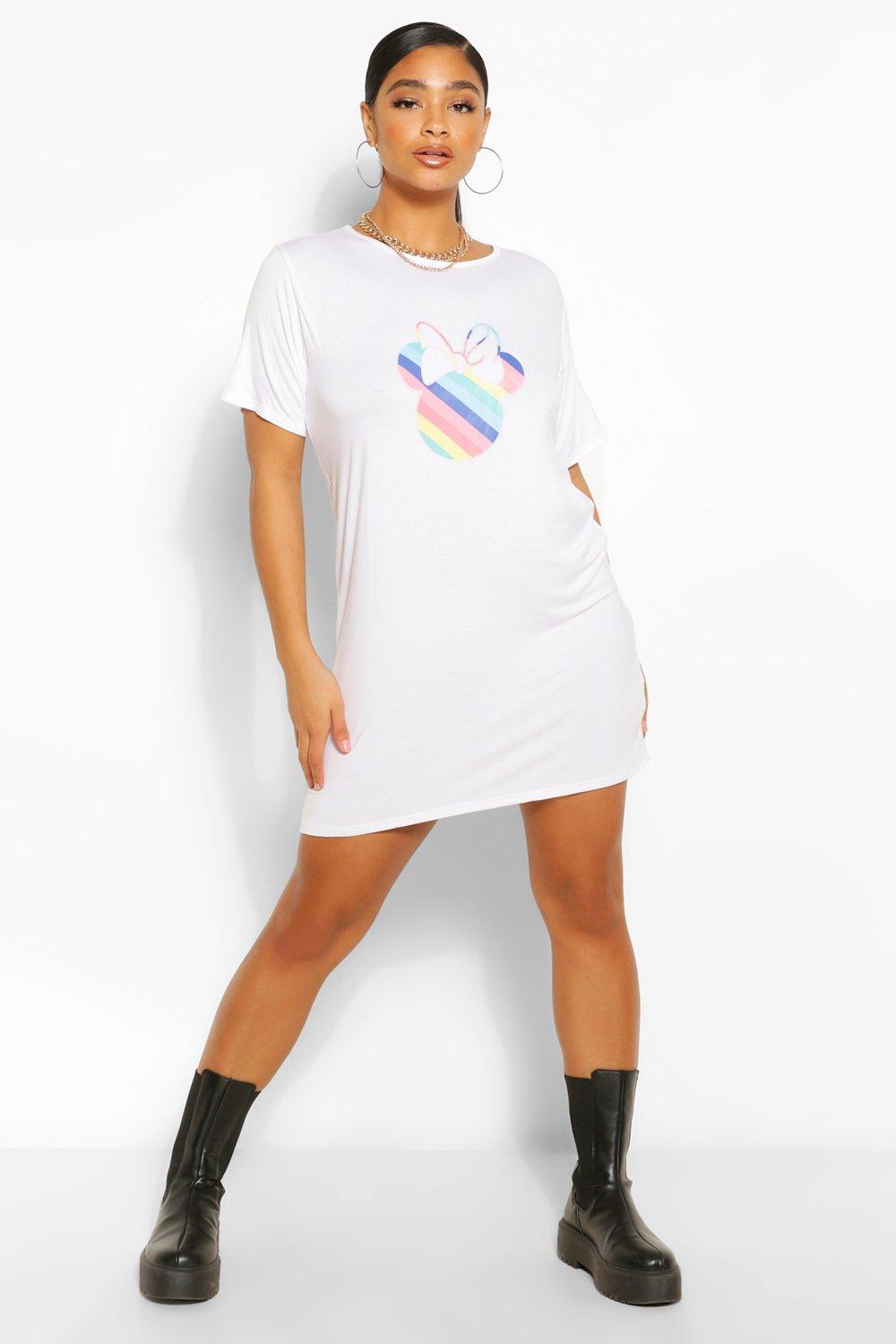 Grande taille Robe t shirt Disney imprime Minnie arc en ciel