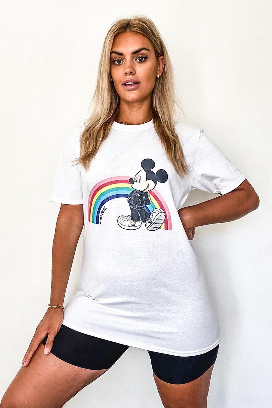 Plus Disney T-Shirt mit „Mickey Good Vibes“-Print, Weiß image number 1