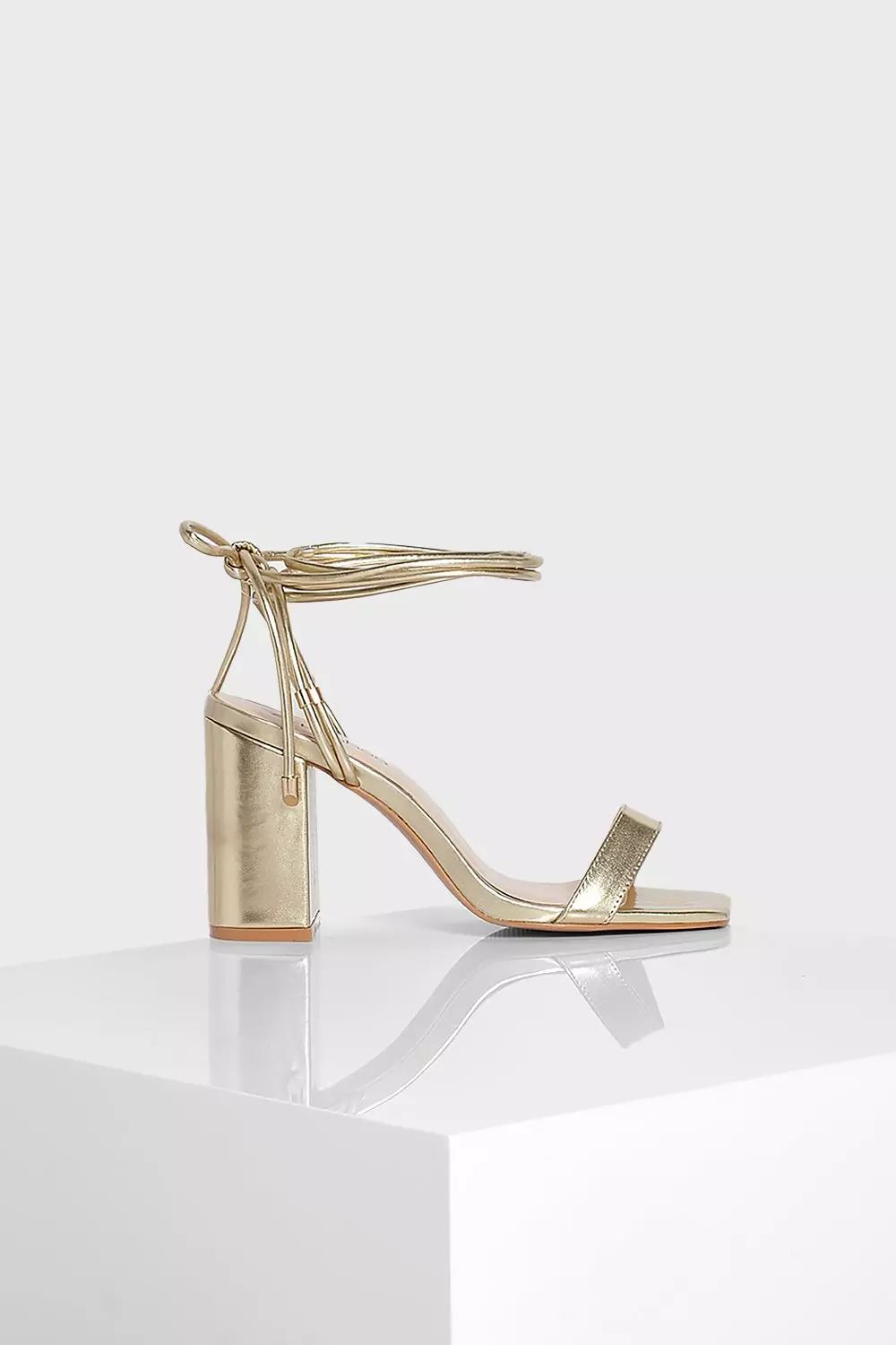 Gold Ankle Wrap Two Part Block Heels alternative image