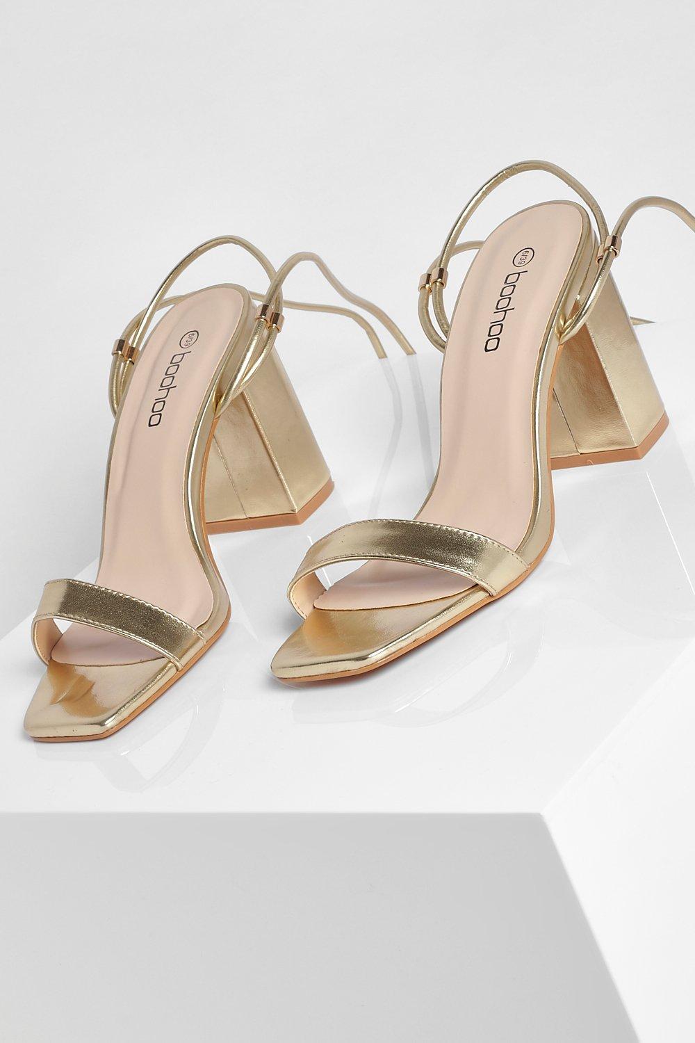 boohoo silver block heels