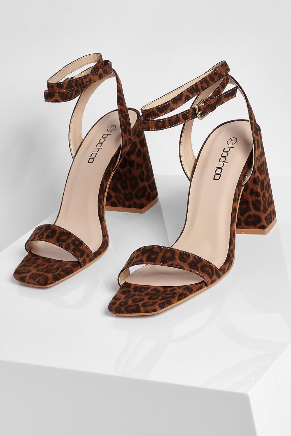 Leopard print block hot sale heels uk