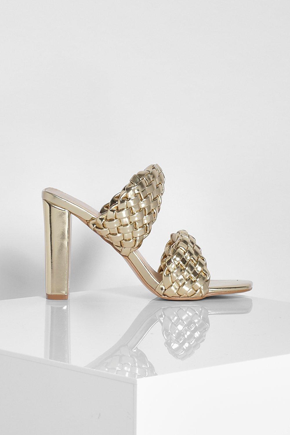 Woven block heel mules hotsell