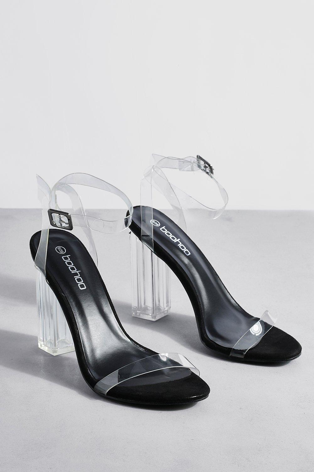 wide width clear heels