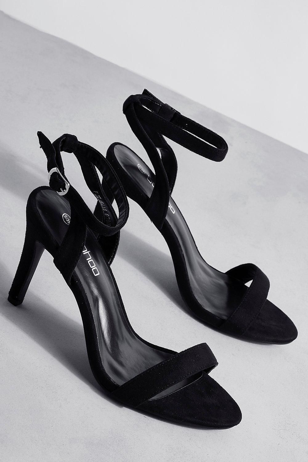 Black strappy barely there hot sale heels