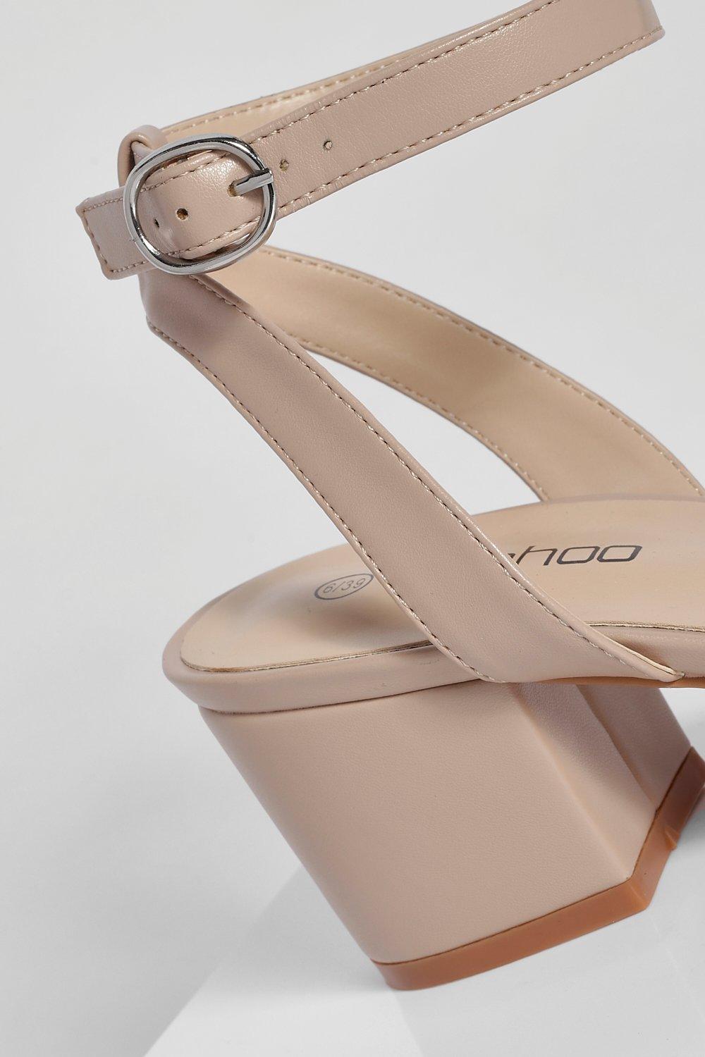 Nude wide cheap fit block heels