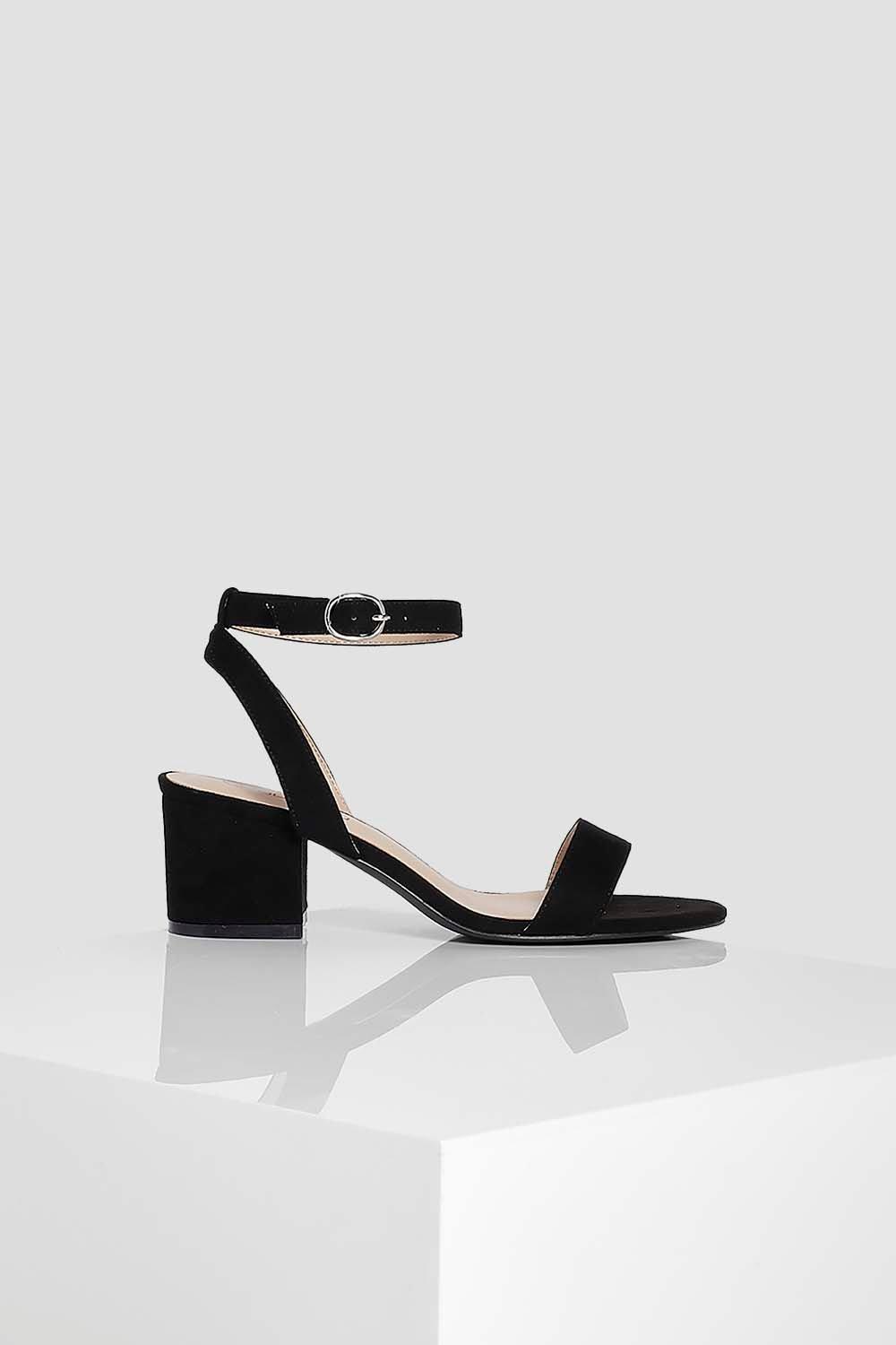 Black low block heels sale