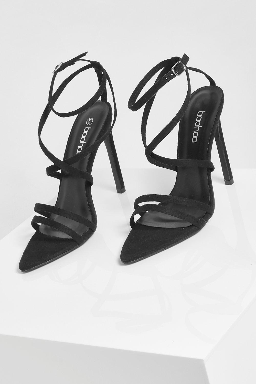 Boohoo black strappy on sale heels