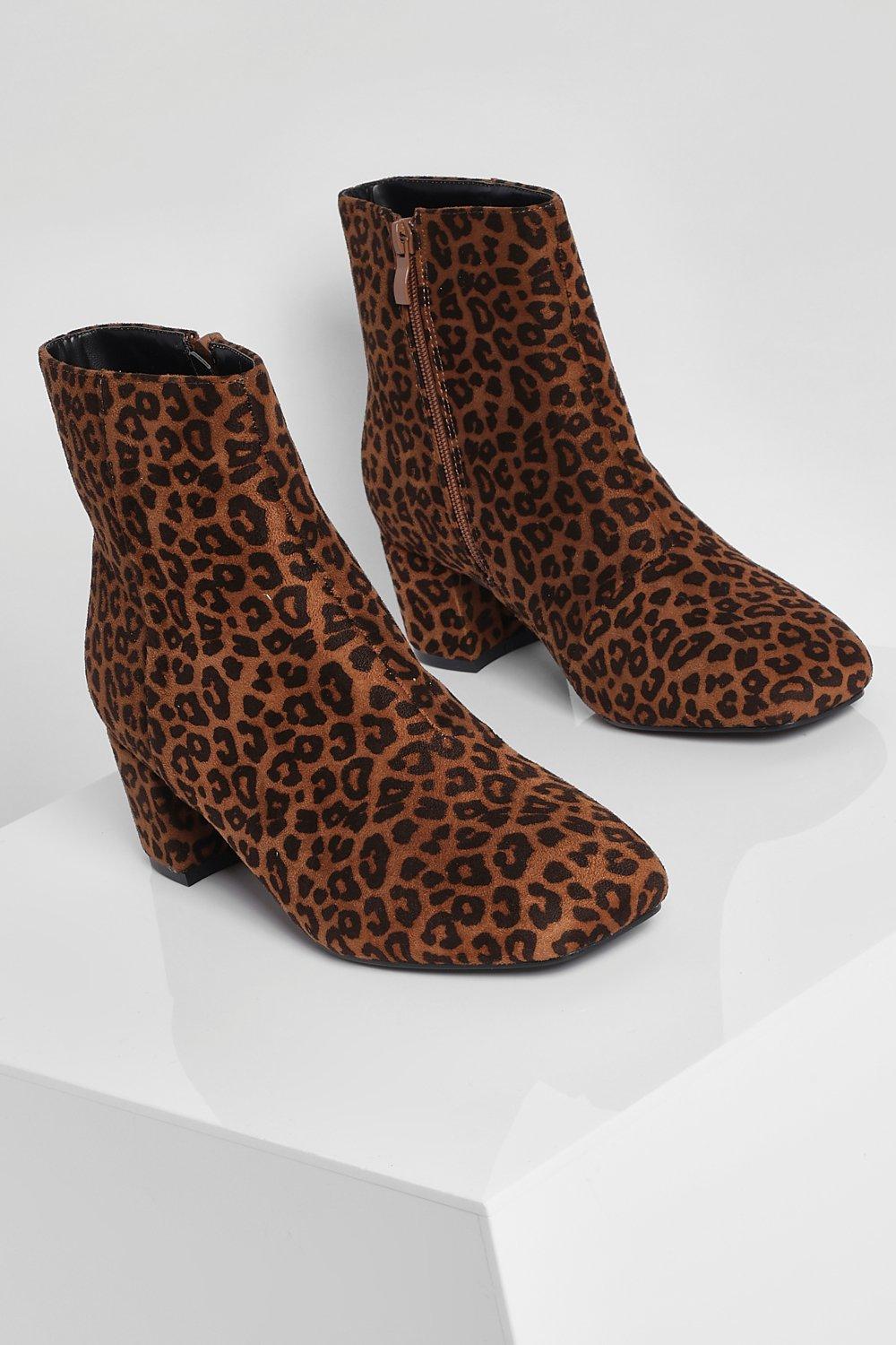 Wide fit animal print ankle outlet boots