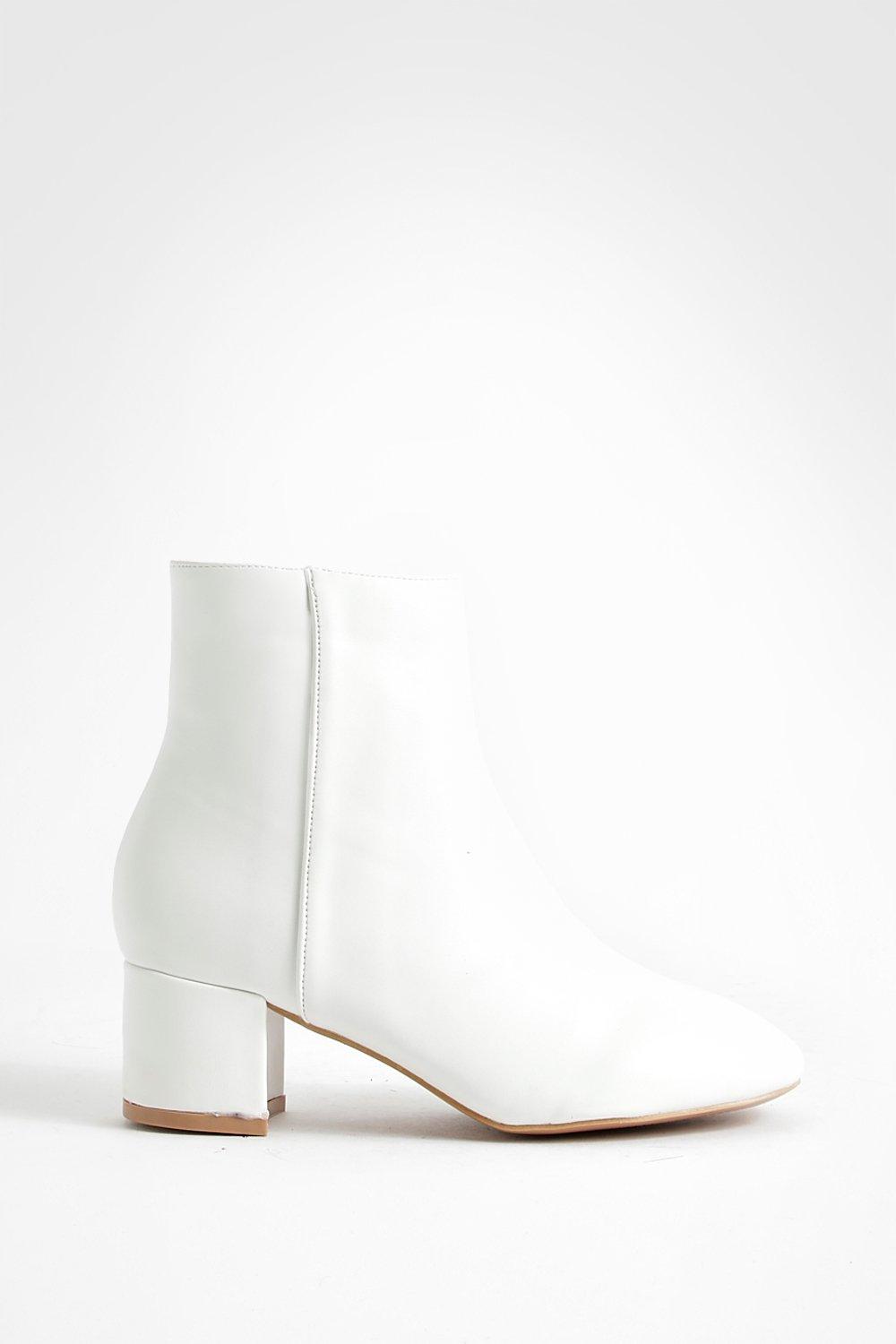 White chunky heel ankle 2024 boots