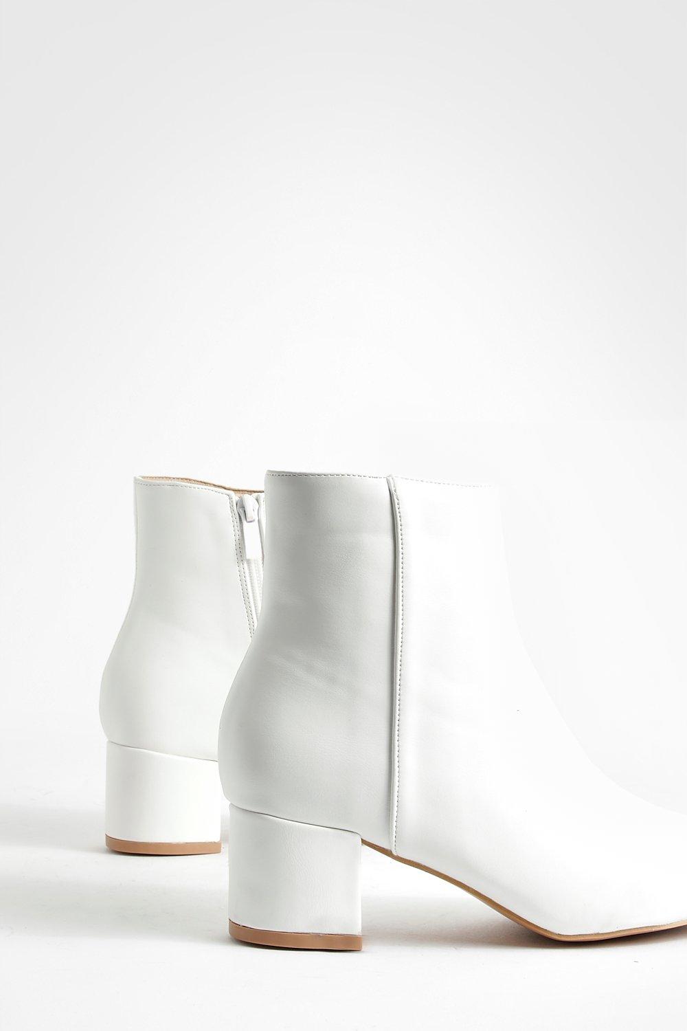 Block heel store white ankle boots