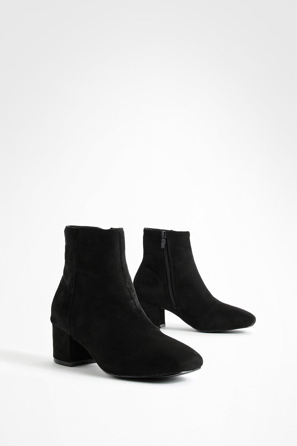 boohoo Wide Fit Low Block Heel Shoe Boots | Debenhams