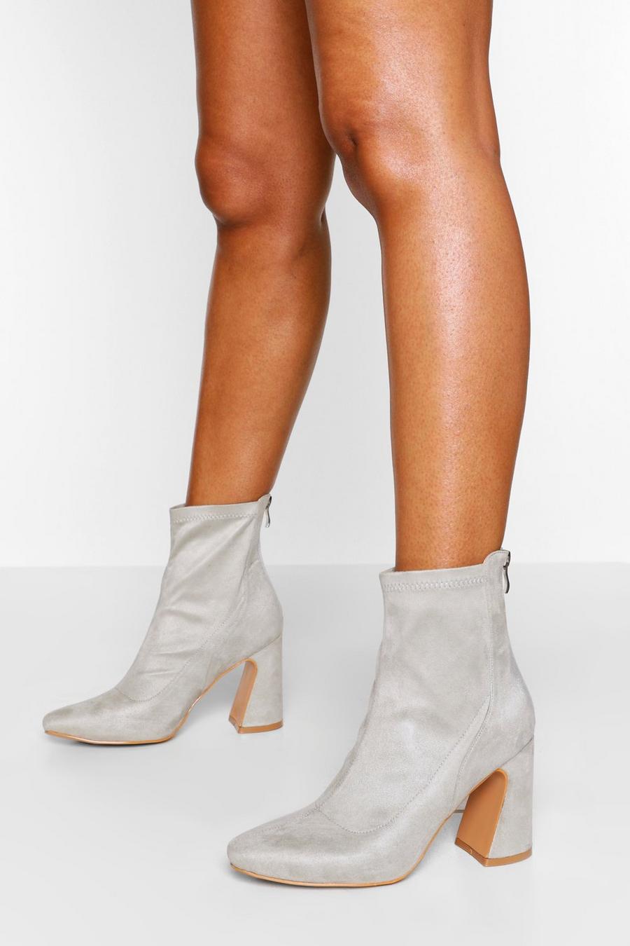 Stone Wide Fit Flare Heel Sock Boot image number 1