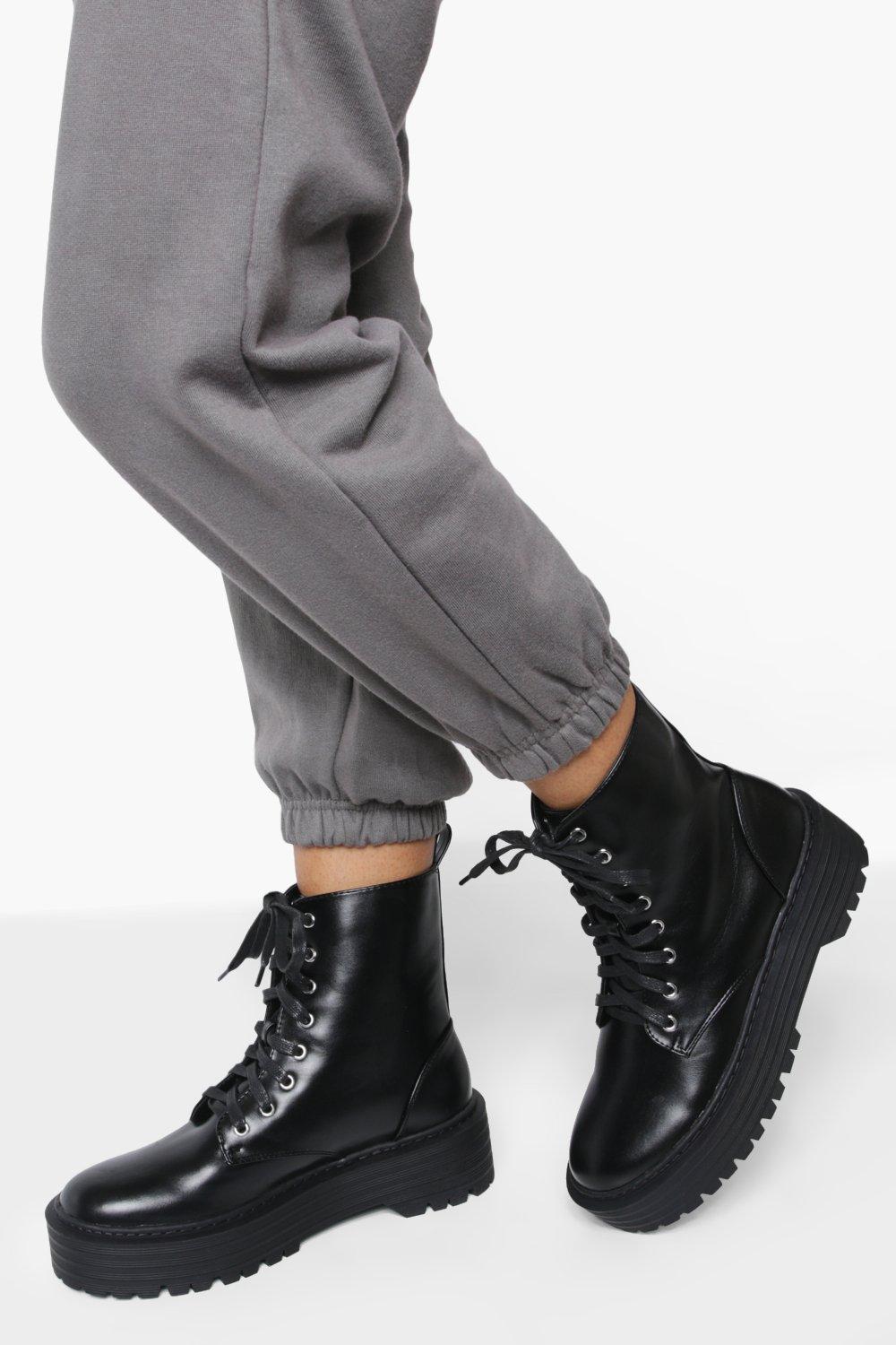 lace-up chunky combat boots