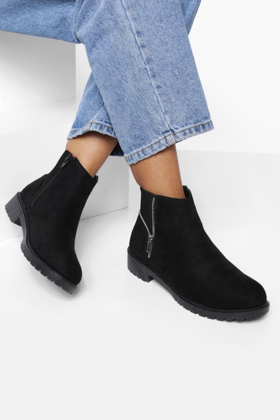 Black Zip Side Detail Chelsea Boots