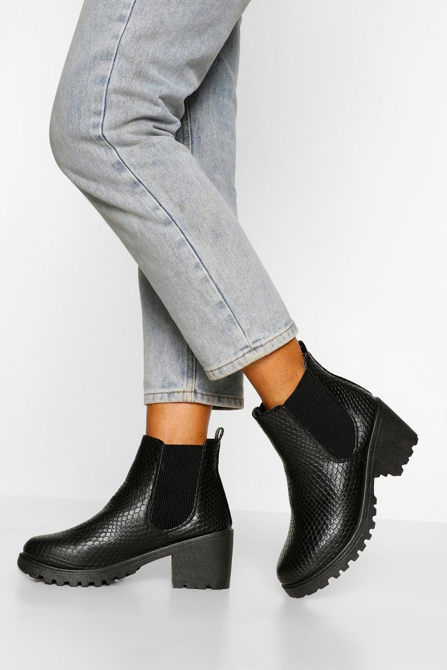 Black Croc Chunky Chelsea Boots image number 1