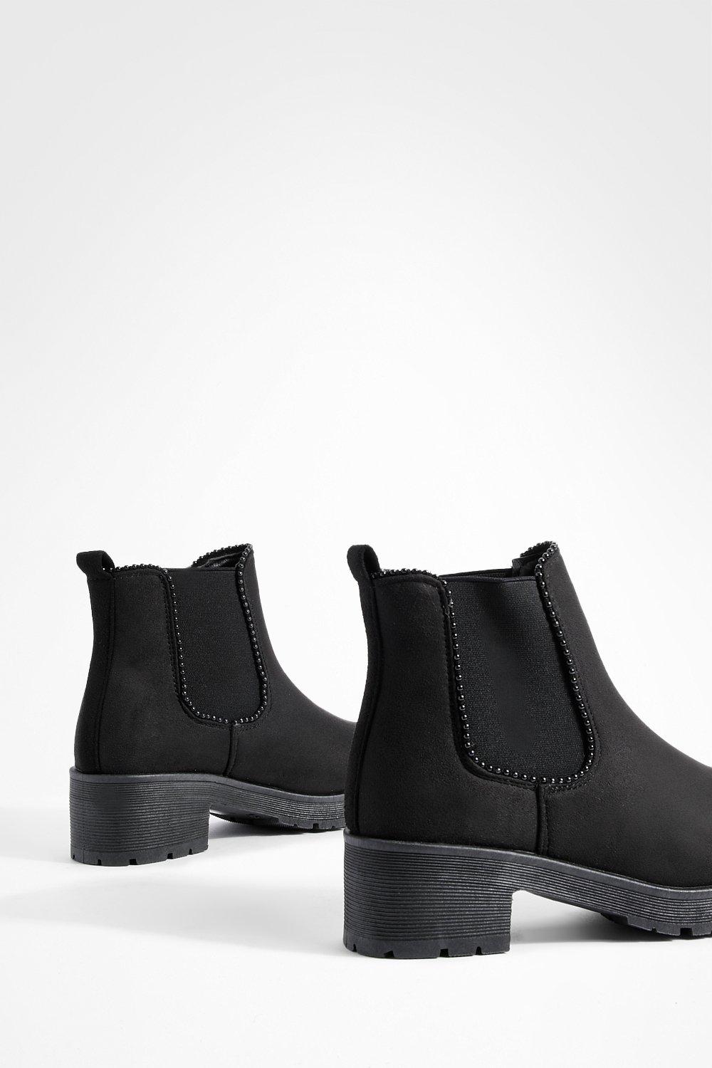 RIBBED MID-HEIGHT HEELED ANKLE BOOTS - Black