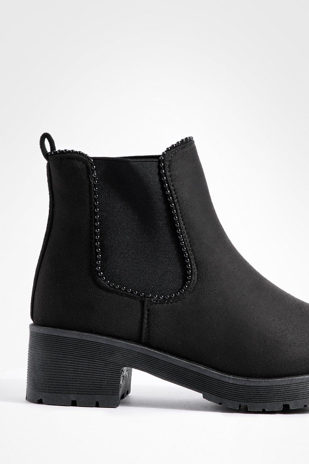 RIBBED MID-HEIGHT HEELED ANKLE BOOTS - Black