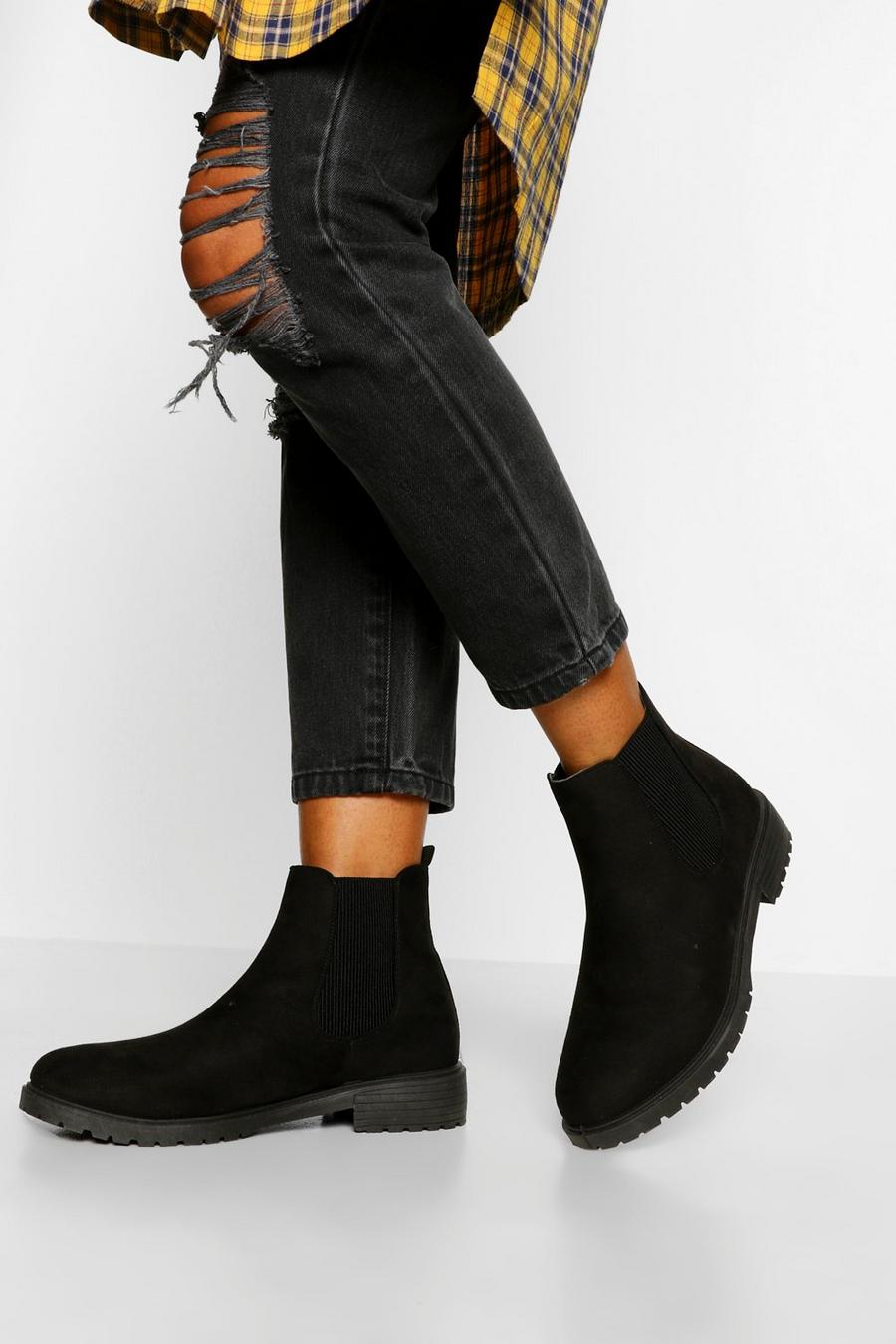 Black Wide Fit Pull On Chelsea Boots image number 1