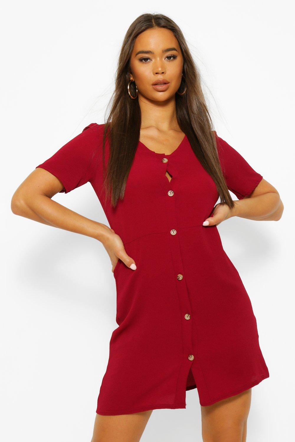 button through shift dress