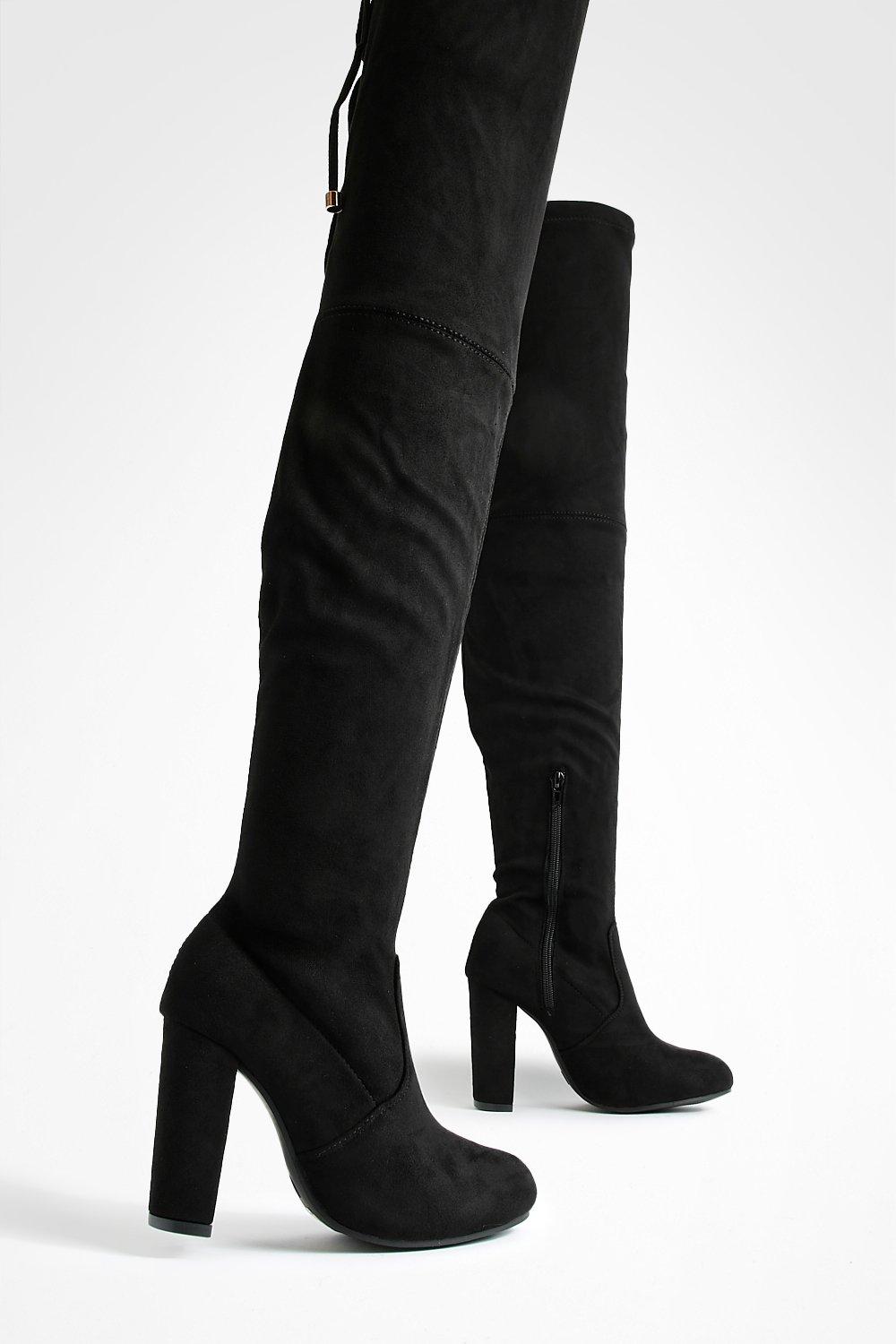 Tall black boots with hot sale heel