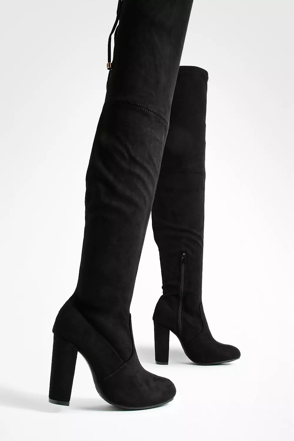 Wide Fit Block Heel Thigh High Boots