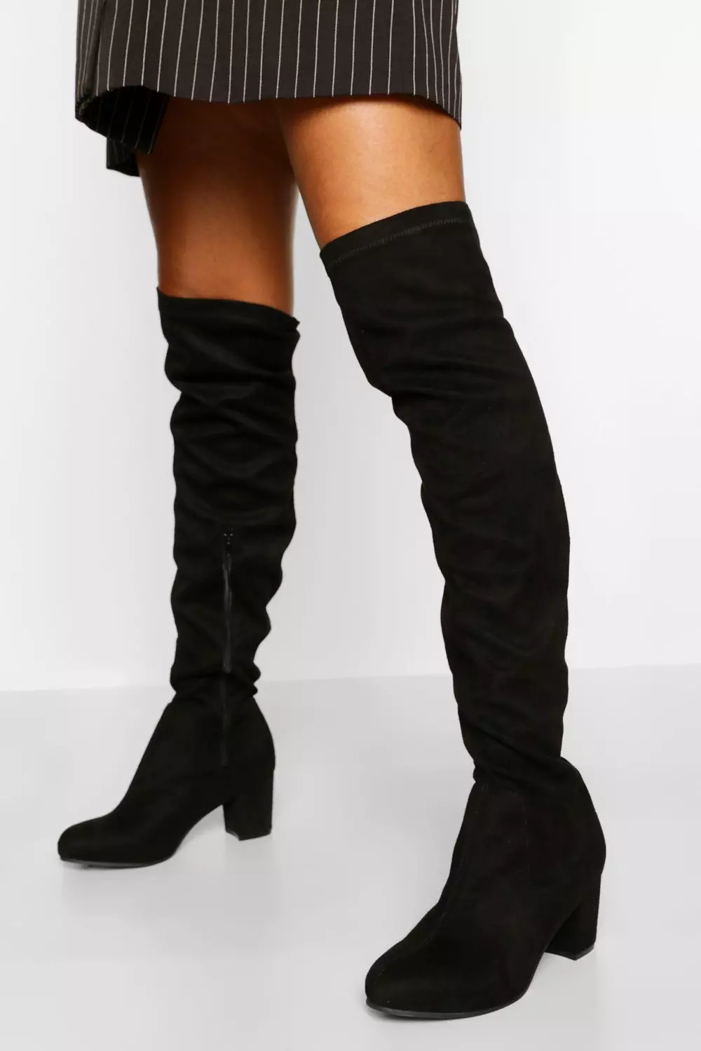 Short heel over 2025 the knee boots