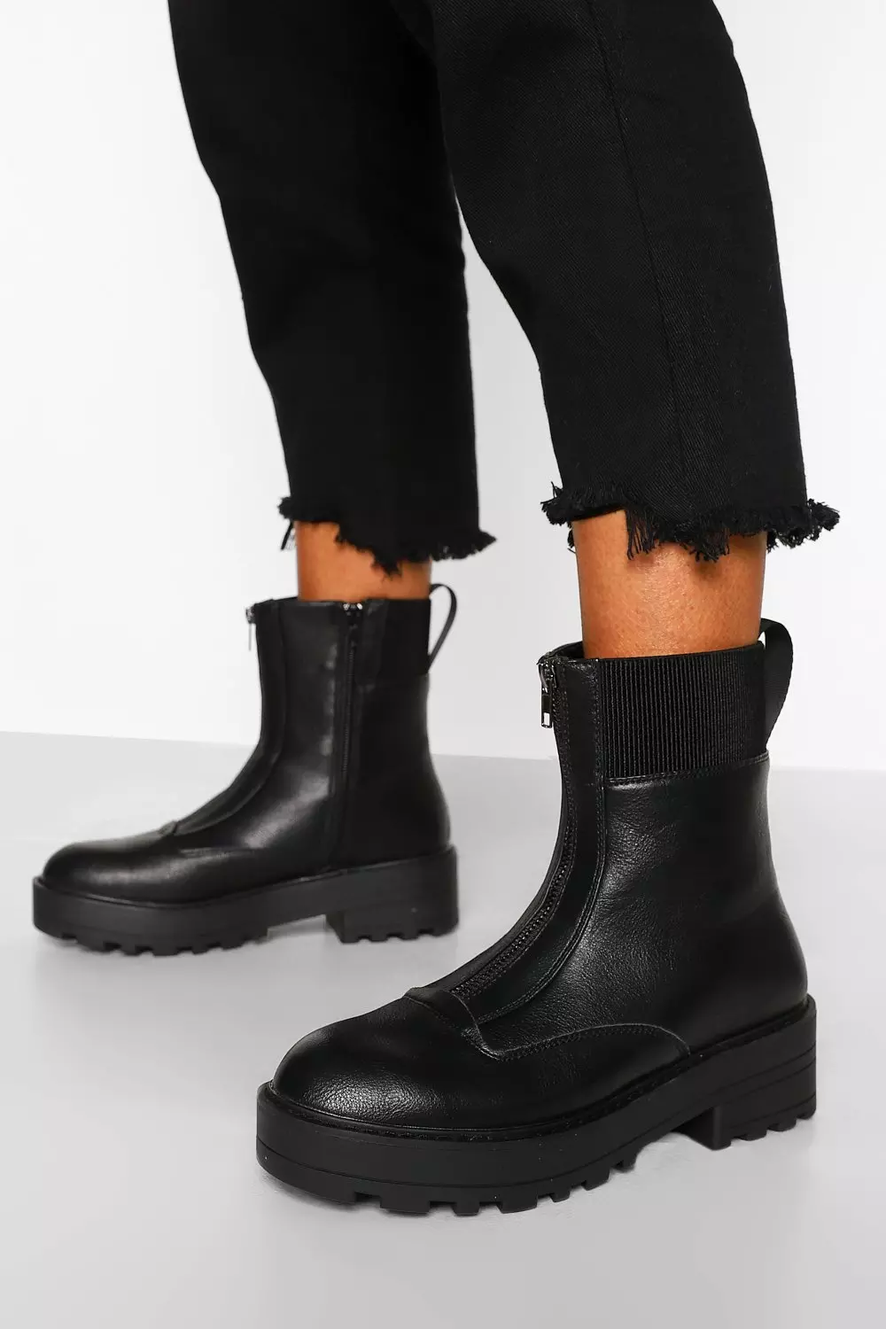 Black Zip Front Hiker Boots alternative image
