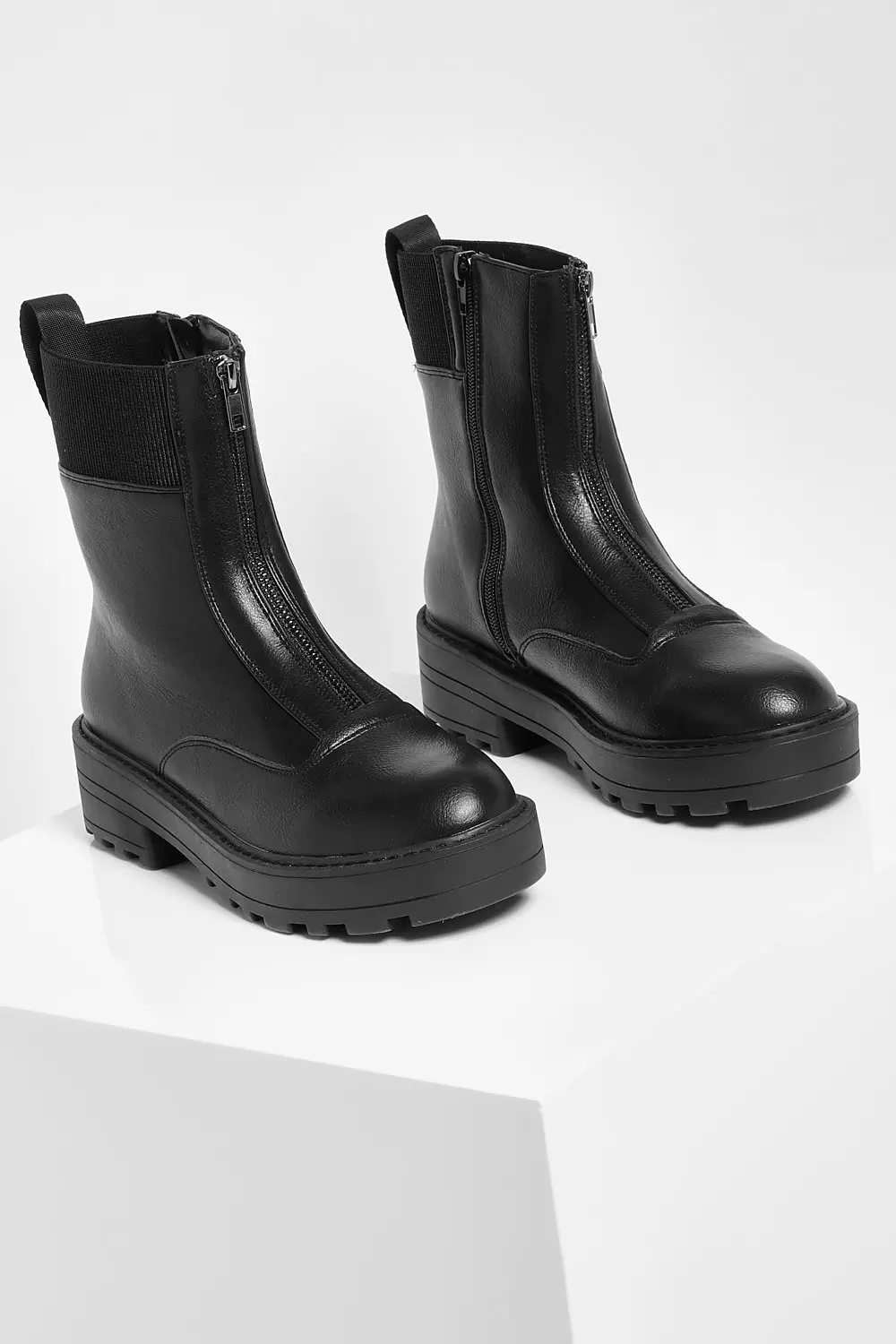 Black Zip Front Hiker Boots alternative image