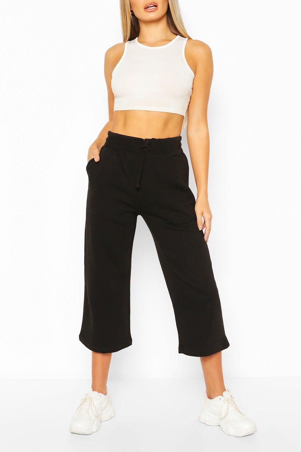 black cropped joggers womens