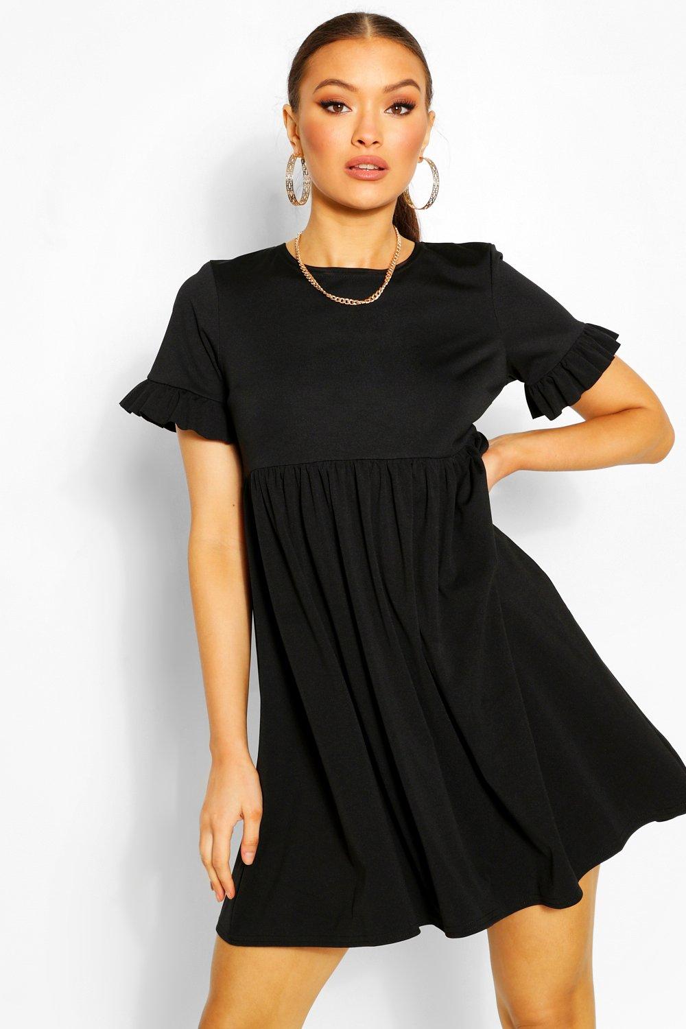 ruffle sleeve smock dress