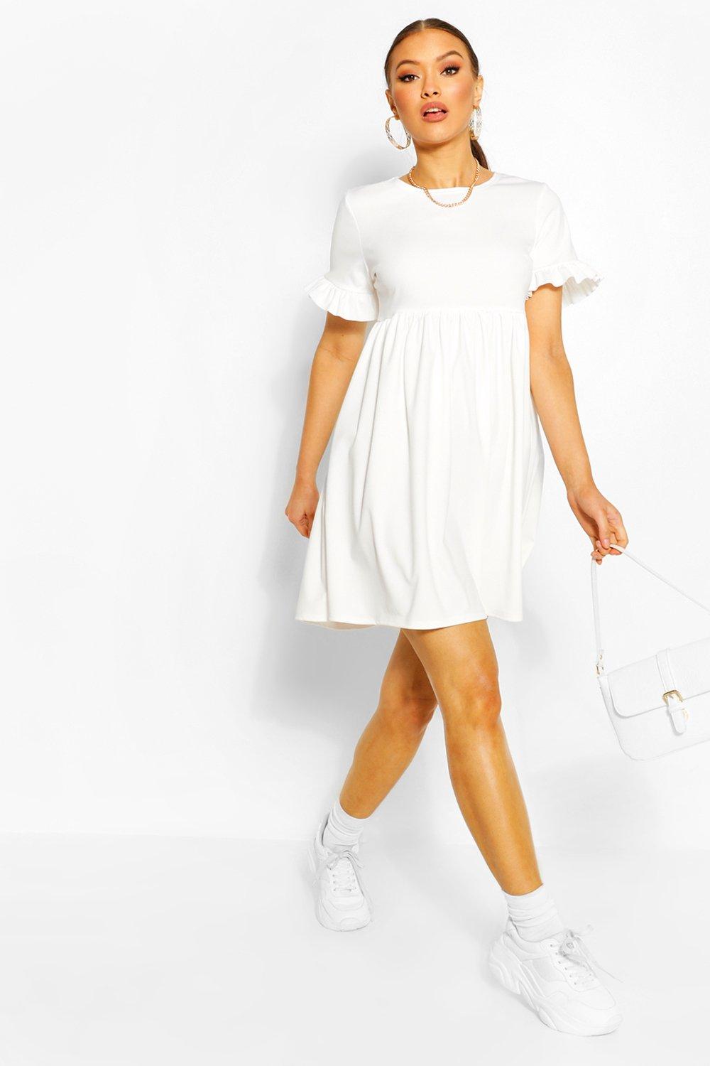 Boohoo white hot sale smock dress