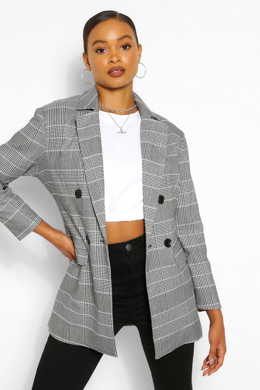 Checked Double Breasted Blazer | boohoo