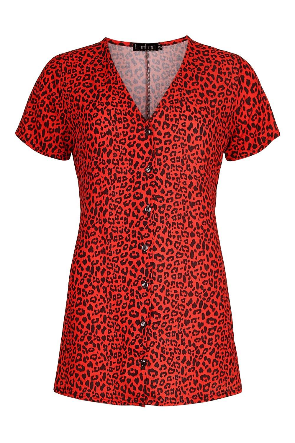 Boohoo red 2024 animal print dress