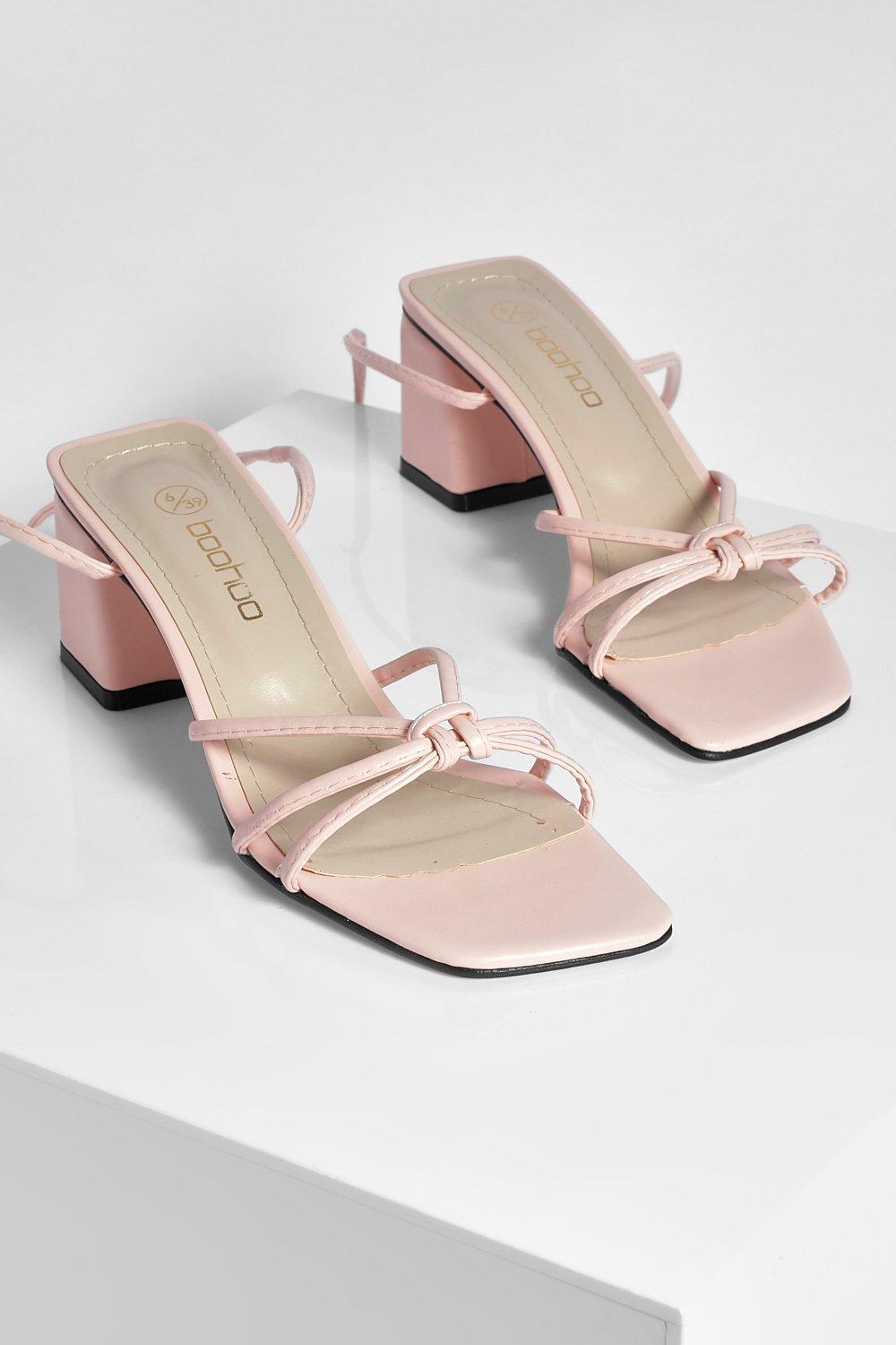 Blush pink fashion low block heels