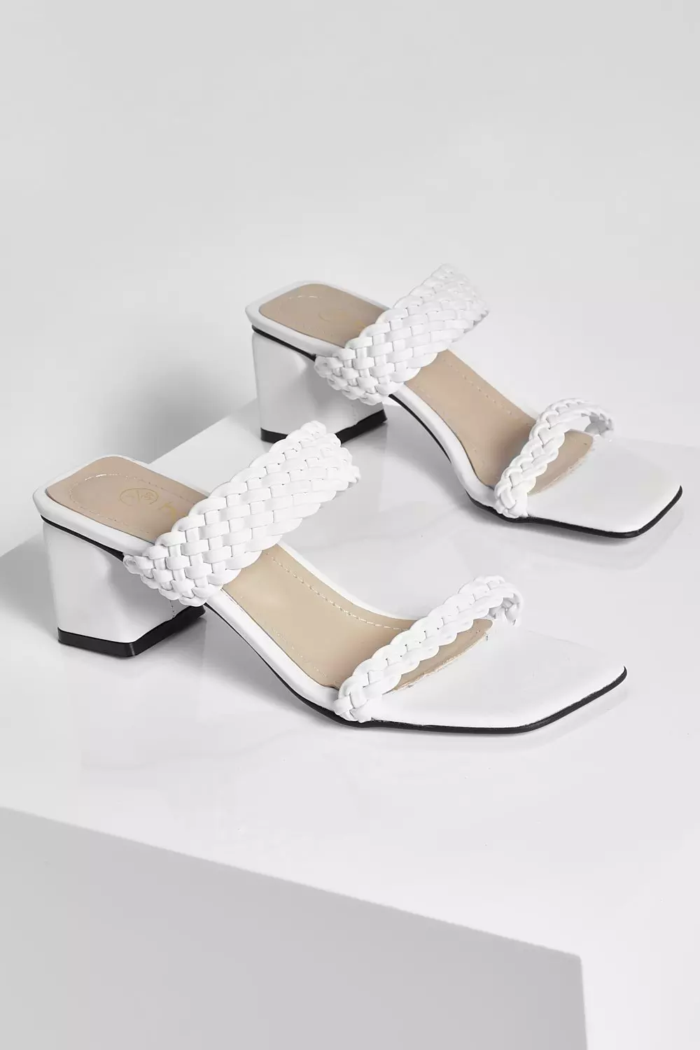 White cheap strap mules