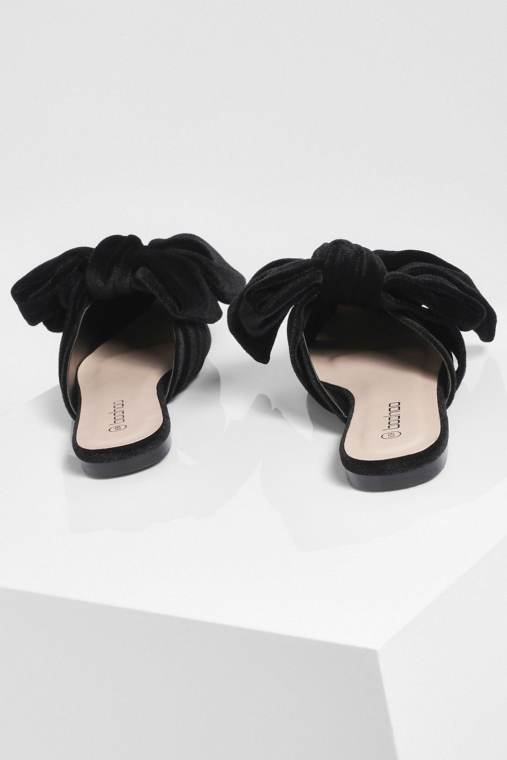 Black flat sale mules with bow