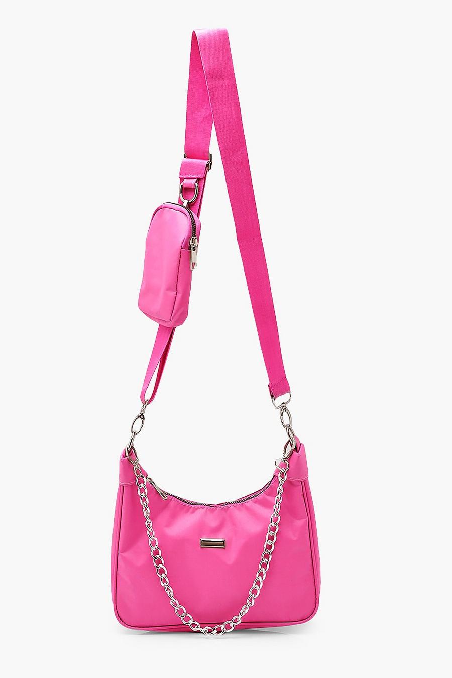 Petit sac à bandoulière multi-positions en nylon, Rose vibrant image number 1